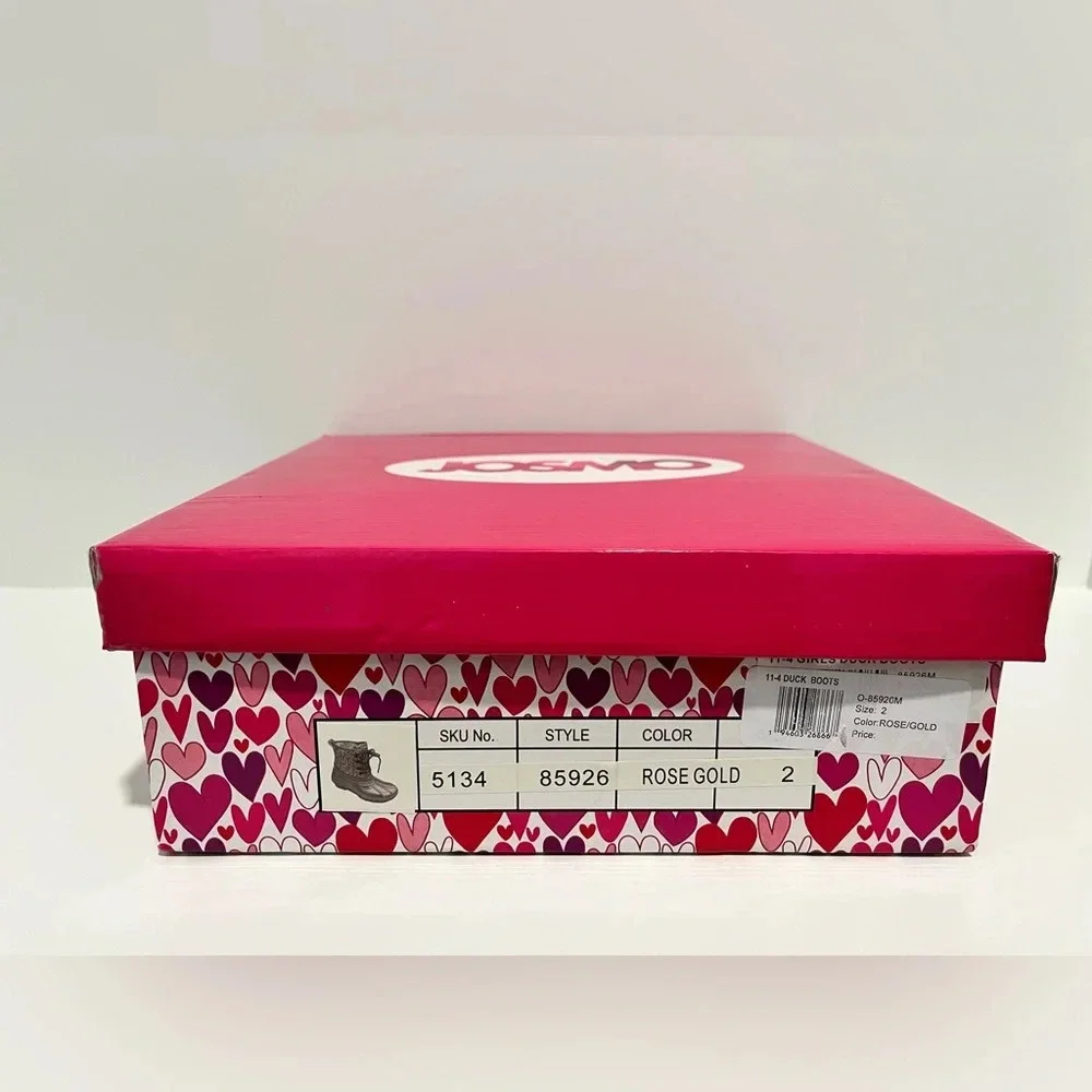 JOSMO Girls Rose Gold Glitter Duck Boots size 2
